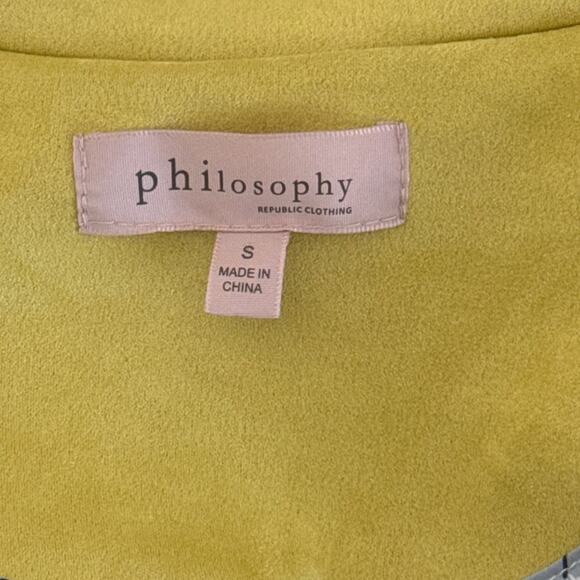 Philosophy Faux Suede Open Front Moto Style Jacket Yellow Size S - Picture 4 of 11